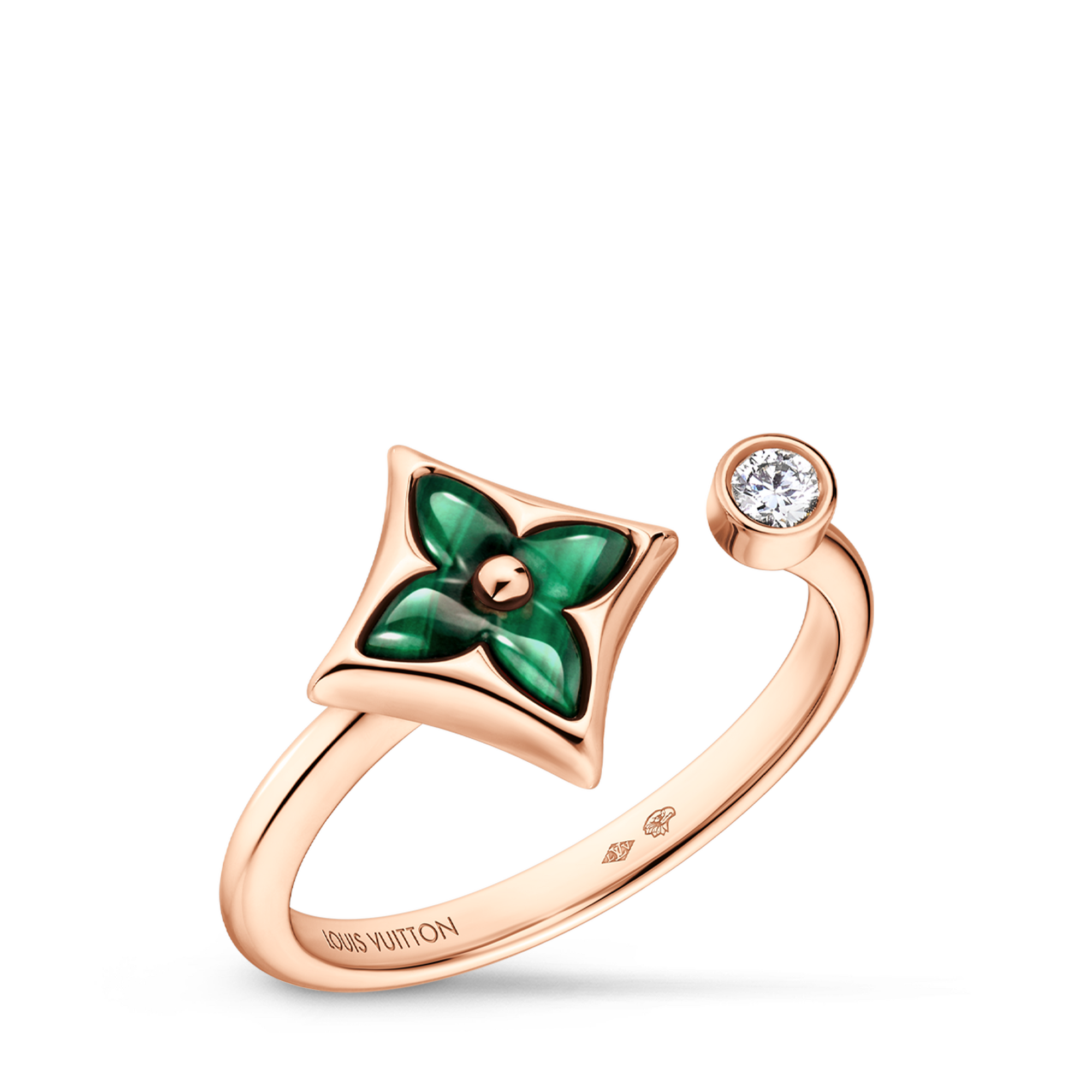 Color Blossom Mini Star Ring, Pink Gold, Malachite and Diamond  in Jewellery's Categories All Fine Jewellery collections by Louis Vuitton (Product zoom)